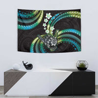 Hawaii Shaka Sign Tapestry Fantastic Frangipani Chartreuse Cyan