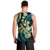 Hawaiian Ukulele Men Tank Top Chartreuse Cyan Fantastic Plumeria