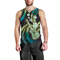 Hawaiian Ukulele Men Tank Top Chartreuse Cyan Fantastic Plumeria