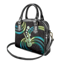Hawaiian Ukulele Shoulder Handbag Chartreuse Cyan Fantastic Plumeria