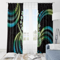 Hawaiian Ukulele Window Curtain Chartreuse Cyan Fantastic Plumeria