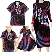 Hawaii Map Kanaka Maoli Family Matching Long Sleeve Bodycon Dress and Hawaiian Shirt Fantastic Frangipani Sweet Dream