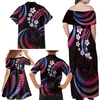 Hawaii Map Kanaka Maoli Family Matching Off Shoulder Maxi Dress and Hawaiian Shirt Fantastic Frangipani Sweet Dream
