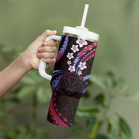 Hawaii Map Kanaka Maoli Tumbler With Handle Fantastic Frangipani Sweet Dream