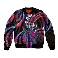 Hawaii King Kamehameha Bomber Jacket Fantastic Plumeria Sweet Vibes