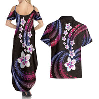 Hawaii Plumeria Couples Matching Summer Maxi Dress and Hawaiian Shirt Sweet Gradient Polynesian Pattern