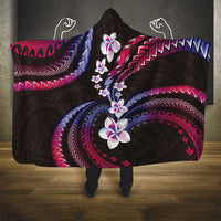 Hawaii Plumeria Hooded Blanket Sweet Gradient Polynesian Pattern