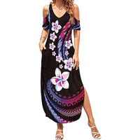 Hawaii Plumeria Summer Maxi Dress Sweet Gradient Polynesian Pattern
