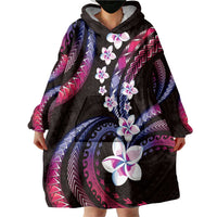 Hawaii Plumeria Wearable Blanket Hoodie Sweet Gradient Polynesian Pattern