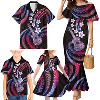 Hawaiian Ukulele Family Matching Mermaid Dress and Hawaiian Shirt Sweet Dream Fantastic Plumeria