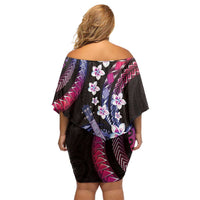 Hawaiian Ukulele Off Shoulder Short Dress Sweet Dream Fantastic Plumeria