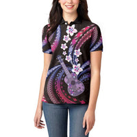 Hawaiian Ukulele Women Polo Shirt Sweet Dream Fantastic Plumeria