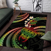 Hawaii Turtles Plumeria Area Rug Reggae Polynesian Pattern