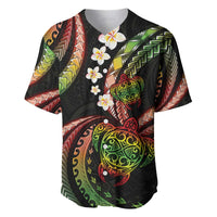 Hawaii Turtles Plumeria Baseball Jersey Reggae Polynesian Pattern