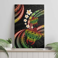 Hawaii Turtles Plumeria Canvas Wall Art Reggae Polynesian Pattern
