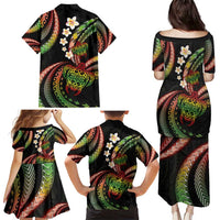 Hawaii Turtles Plumeria Family Matching Puletasi and Hawaiian Shirt Reggae Polynesian Pattern