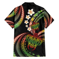 Hawaii Turtles Plumeria Family Matching Summer Maxi Dress and Hawaiian Shirt Reggae Polynesian Pattern