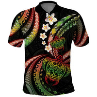 Hawaii Turtles Plumeria Polo Shirt Reggae Polynesian Pattern