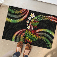 Hawaii Turtles Plumeria Rubber Doormat Reggae Polynesian Pattern