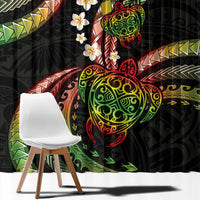 Hawaii Turtles Plumeria Window Curtain Reggae Polynesian Pattern