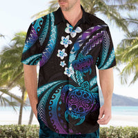 Hawaii Turtles Plumeria Hawaiian Shirt Amethyst Gradient Polynesian Pattern