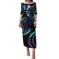 Hawaii Turtles Plumeria Puletasi Amethyst Gradient Polynesian Pattern