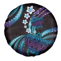 Hawaii Turtles Plumeria Spare Tire Cover Amethyst Gradient Polynesian Pattern