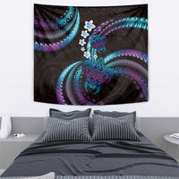Hawaii Turtles Plumeria Tapestry Amethyst Gradient Polynesian Pattern
