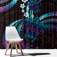 Hawaii Turtles Plumeria Window Curtain Amethyst Gradient Polynesian Pattern