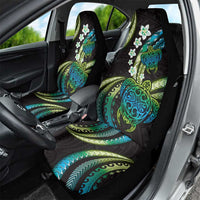 Hawaii Turtles Plumeria Car Seat Cover Chartreuse Cyan Polynesian Pattern