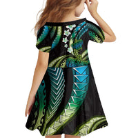 Hawaii Turtles Plumeria Family Matching Tank Maxi Dress and Hawaiian Shirt Chartreuse Cyan Polynesian Pattern