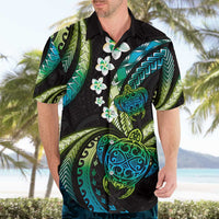 Hawaii Turtles Plumeria Hawaiian Shirt Chartreuse Cyan Polynesian Pattern