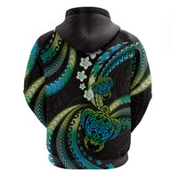 Hawaii Turtles Plumeria Hoodie Chartreuse Cyan Polynesian Pattern LT01 - Polynesian Pride
