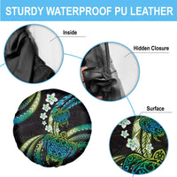 Hawaii Turtles Plumeria Spare Tire Cover Chartreuse Cyan Polynesian Pattern