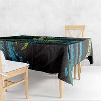Hawaii Turtles Plumeria Tablecloth Chartreuse Cyan Polynesian Pattern