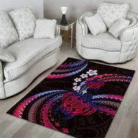 Hawaii Turtles Plumeria Area Rug Sweet Gradient Polynesian Pattern