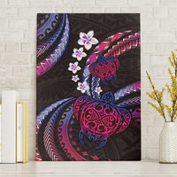 Hawaii Turtles Plumeria Canvas Wall Art Sweet Gradient Polynesian Pattern