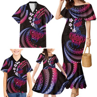Hawaii Turtles Plumeria Family Matching Mermaid Dress and Hawaiian Shirt Sweet Gradient Polynesian Pattern