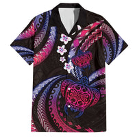 Hawaii Turtles Plumeria Family Matching Off Shoulder Short Dress and Hawaiian Shirt Sweet Gradient Polynesian Pattern