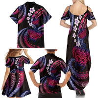 Hawaii Turtles Plumeria Family Matching Summer Maxi Dress and Hawaiian Shirt Sweet Gradient Polynesian Pattern