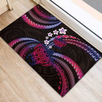 Hawaii Turtles Plumeria Rubber Doormat Sweet Gradient Polynesian Pattern