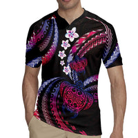 Hawaii Turtles Plumeria Rugby Jersey Sweet Gradient Polynesian Pattern