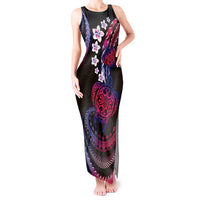 Hawaii Turtles Plumeria Tank Maxi Dress Sweet Gradient Polynesian Pattern