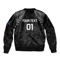 Custom New Zealand 2024 Rugby Bomber Jacket Silver Fern Aotearoa Kiwi