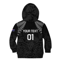 Custom New Zealand 2024 Rugby Kid Hoodie Silver Fern Aotearoa Kiwi