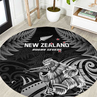 New Zealand 2024 Rugby Round Carpet Silver Fern Aotearoa Kiwi LT01 Black - Polynesian Pride