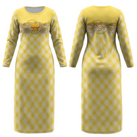 Hawaii Palaka Pikake Lokelani Plumeria Couples Matching Long Sleeve Bodycon Dress and Hawaiian Shirt Melemele Coquette Bow LT01 - Polynesian Pride
