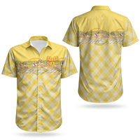 Hawaii Palaka Pikake Lokelani Plumeria Couples Matching Off Shoulder Short Dress and Hawaiian Shirt Melemele Coquette Bow LT01 - Polynesian Pride