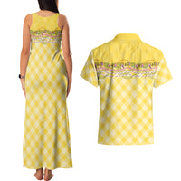 Hawaii Palaka Pikake Lokelani Plumeria Couples Matching Tank Maxi Dress and Hawaiian Shirt Melemele Coquette Bow LT01 - Polynesian Pride