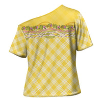 Hawaii Palaka Pikake Lokelani Plumeria Cross Shoulder Shirt Melemele Coquette Bow